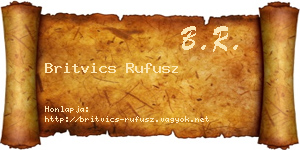 Britvics Rufusz névjegykártya